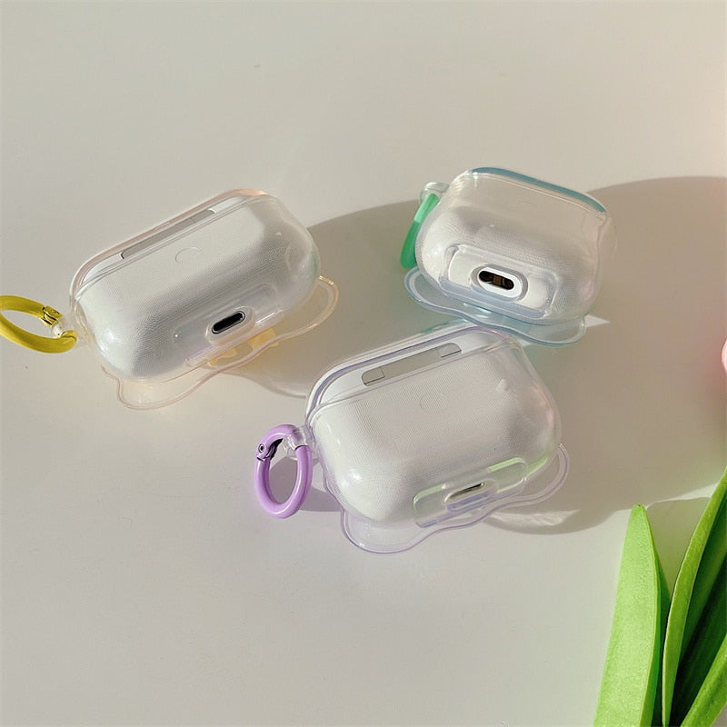 3D Candy Color Bow Gradient Clear Earphone Case For Airpods