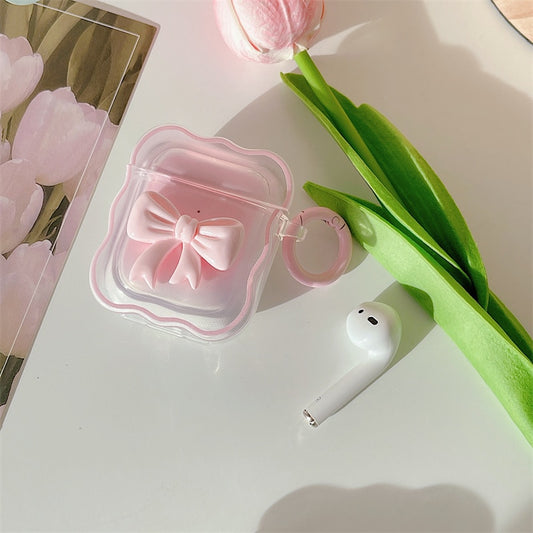 3D Candy Color Bow Gradient Clear Earphone Case For Airpods