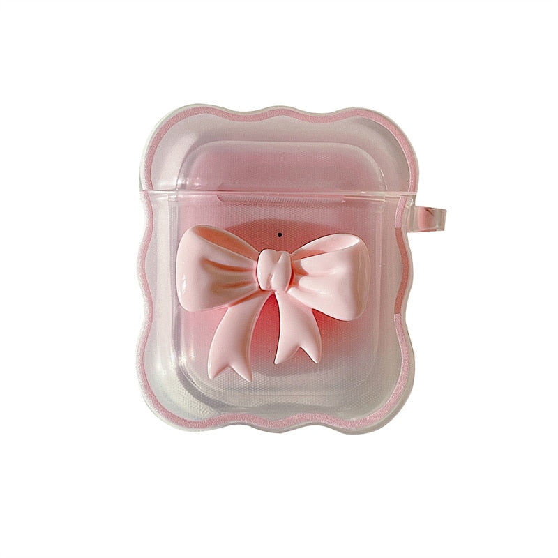 3D Candy Color Bow Gradient Clear Earphone Case For Airpods