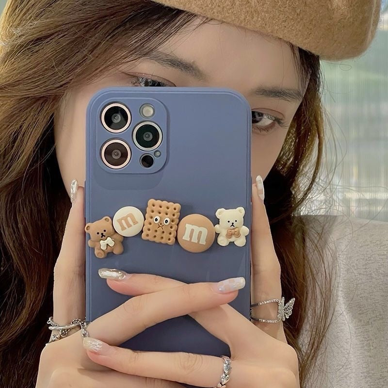 3D Cartoon Chocolate Beans Bear Soft Phone Case for iPhone