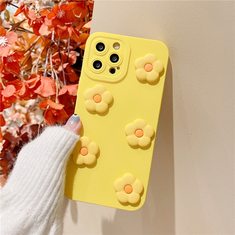 3D Cartoon Flower Cute Silicone Soft Case for iPhone