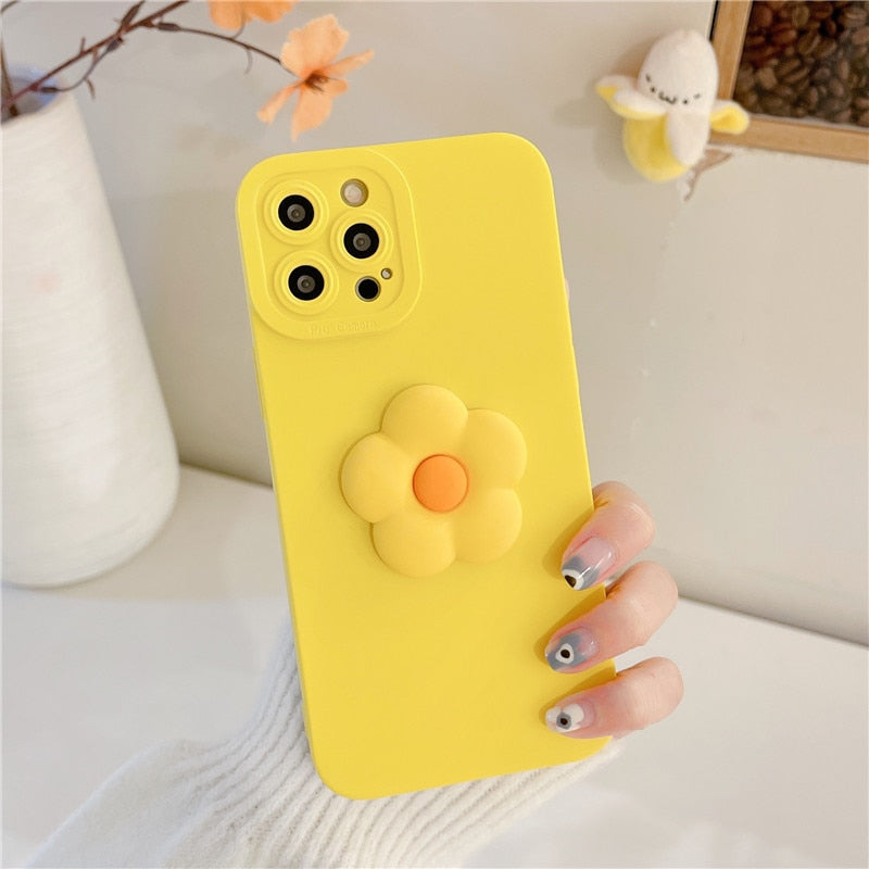 3D Cartoon Flower Cute Silicone Soft Case for iPhone