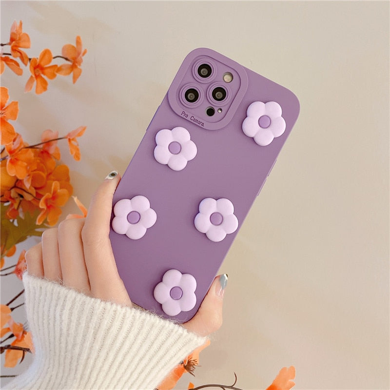 3D Cartoon Flower Cute Silicone Soft Case for iPhone