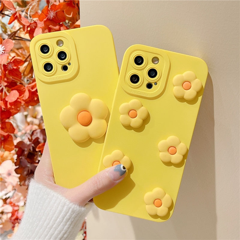 3D Cartoon Flower Cute Silicone Soft Case for iPhone