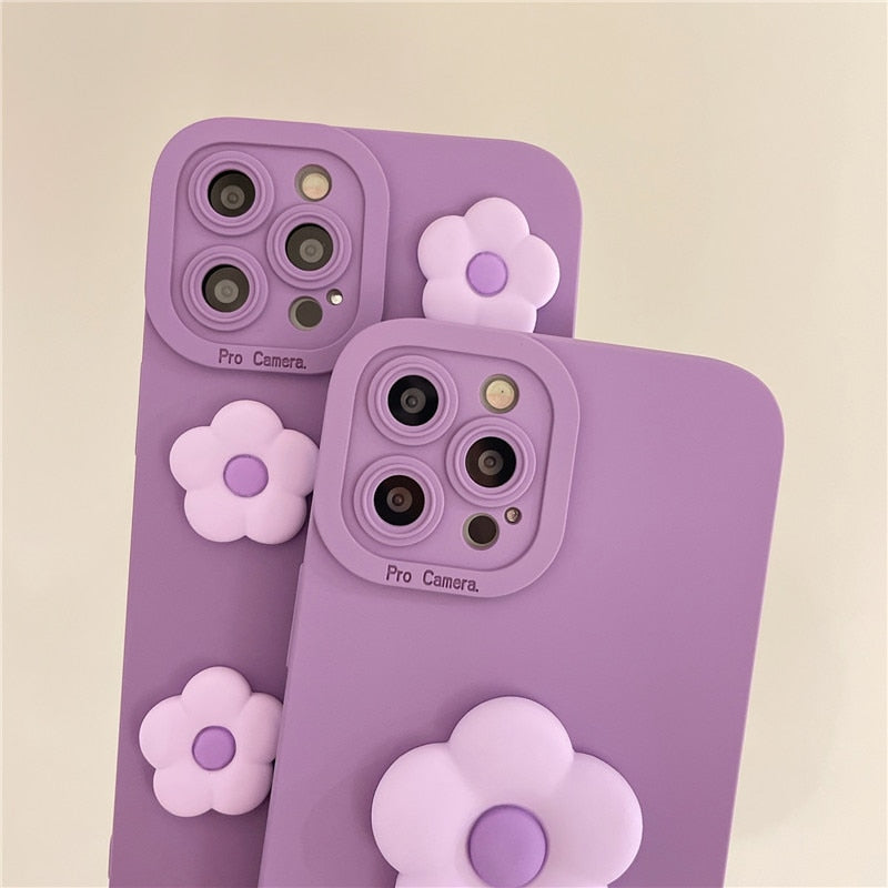 3D Cartoon Flower Cute Silicone Soft Case for iPhone