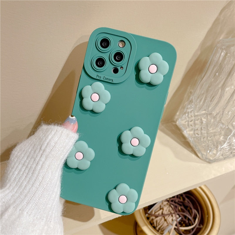 3D Cartoon Flower Cute Silicone Soft Case for iPhone