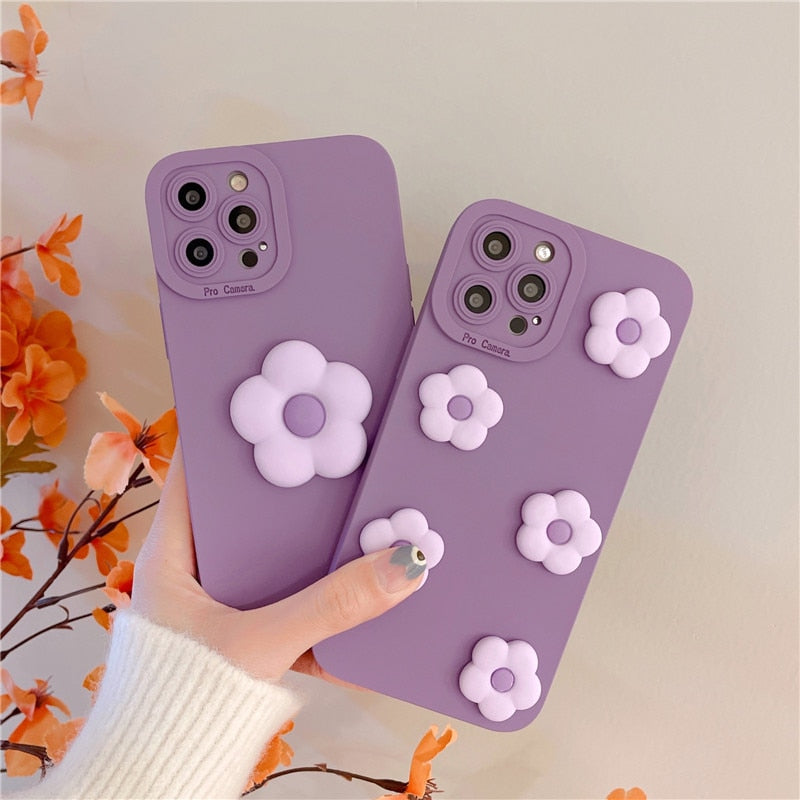 3D Cartoon Flower Cute Silicone Soft Case for iPhone